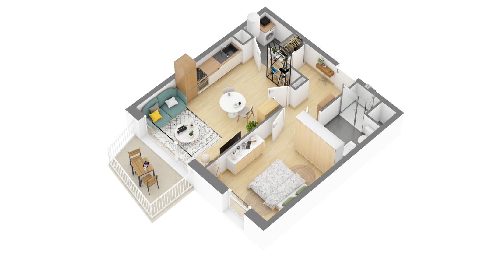 
																																							2 pièces - 
																																						1er étage - 58m² - 829,07 € - Photo #6