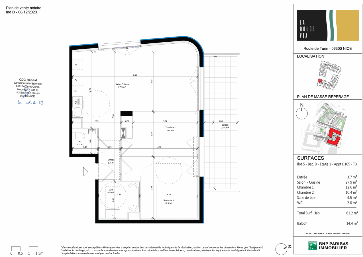 
																																							3 pièces - 
																																						1er étage - 61m² - 1 126,78 € - Photo #6