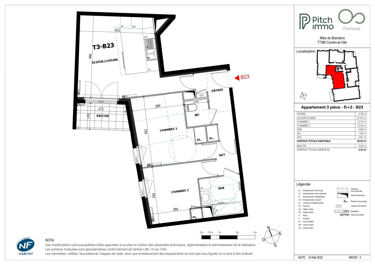 
																			3 pièces - 
																		2ème étage - 60m² - 1 010,01 € - Photo #0