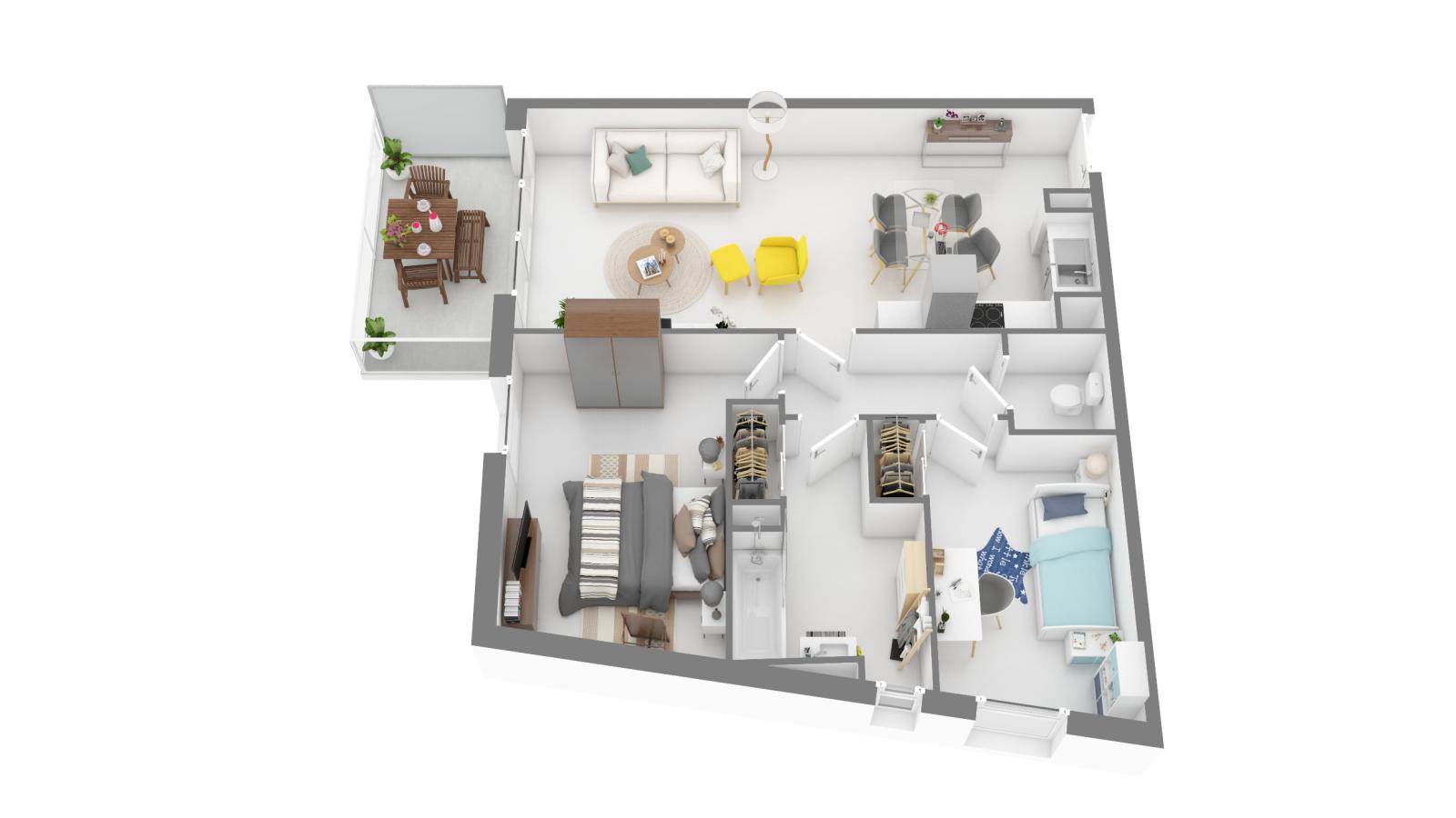 
																			3 pièces - 
																		2ème étage - 64m² - 1 098,91 € - Photo #0