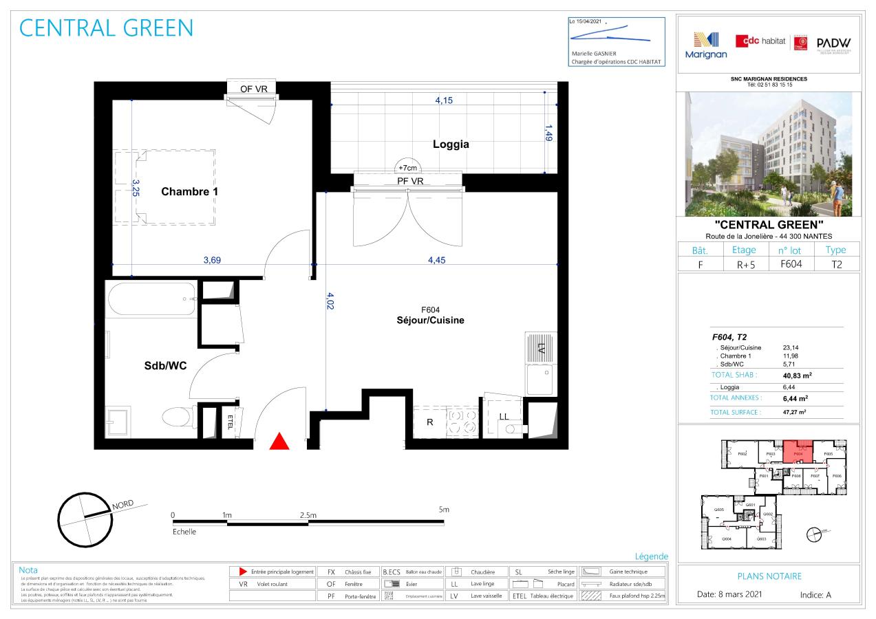 
																			2 pièces - 
																		5ème étage - 41m² - 613,55 € - Photo #1