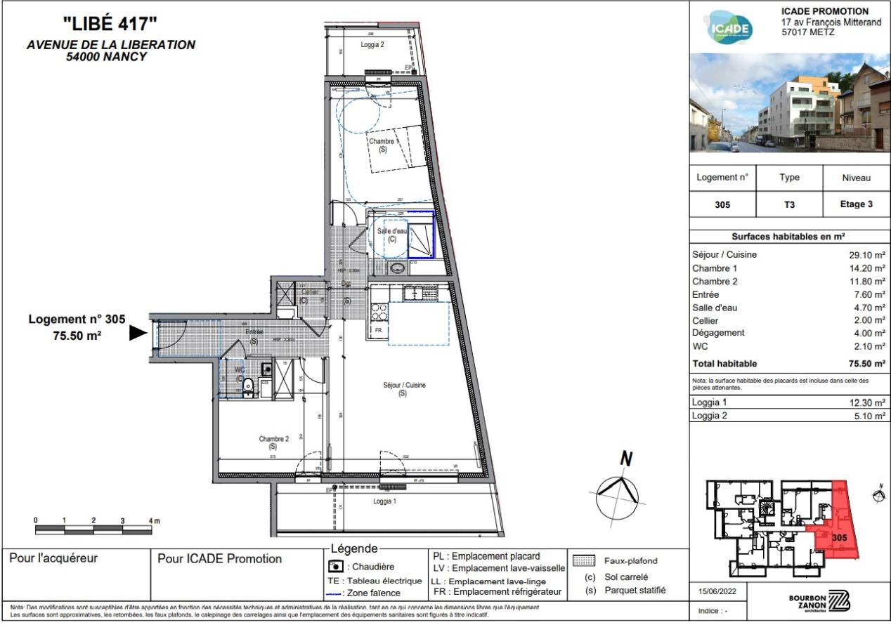 
																			3 pièces - 
																		2ème étage - 75m² - 929,40 € - Photo #5