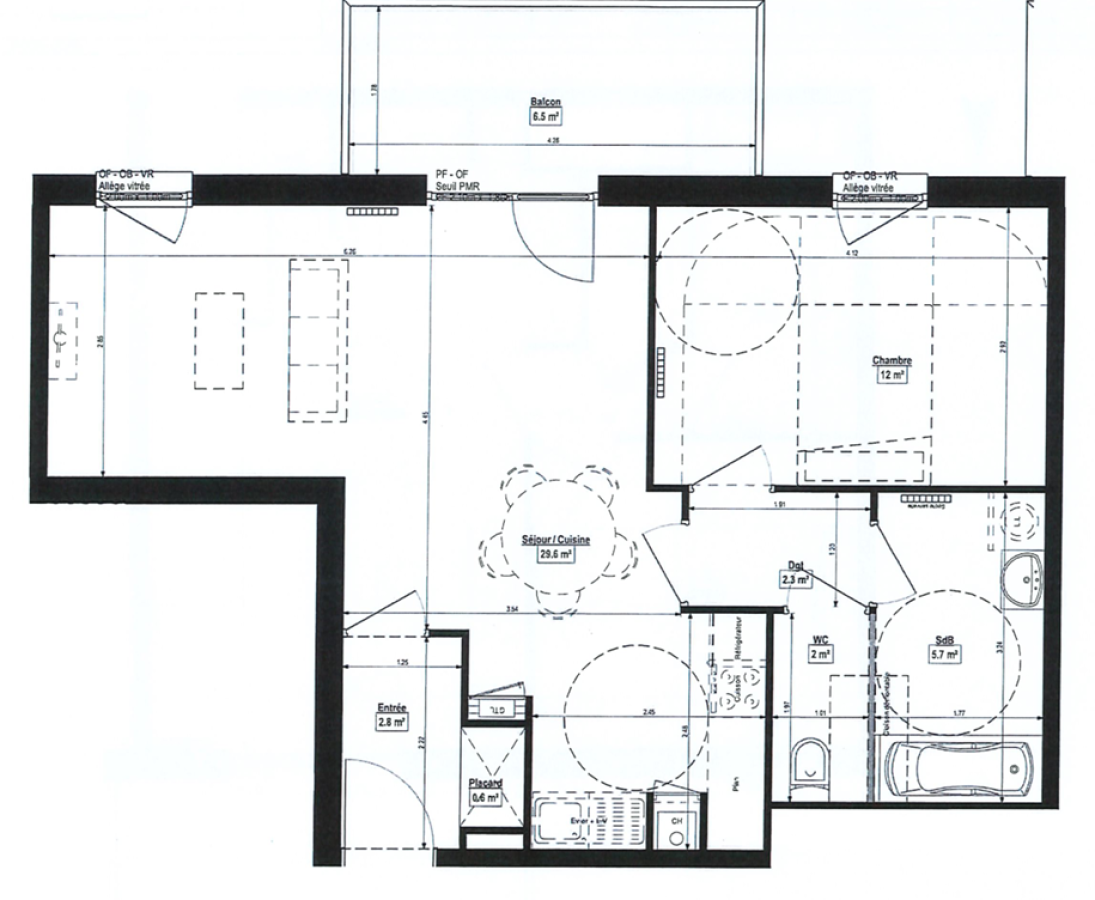 
																																							2 pièces - 
																																						3ème étage - 55m² - 771,38 € - Photo #4