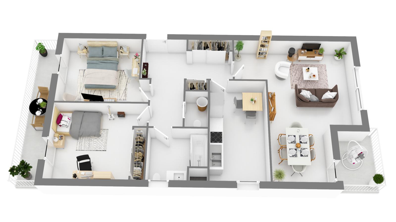 
																																							3 pièces - 
																																						1er étage - 60m² - 721,06 € - Photo #7