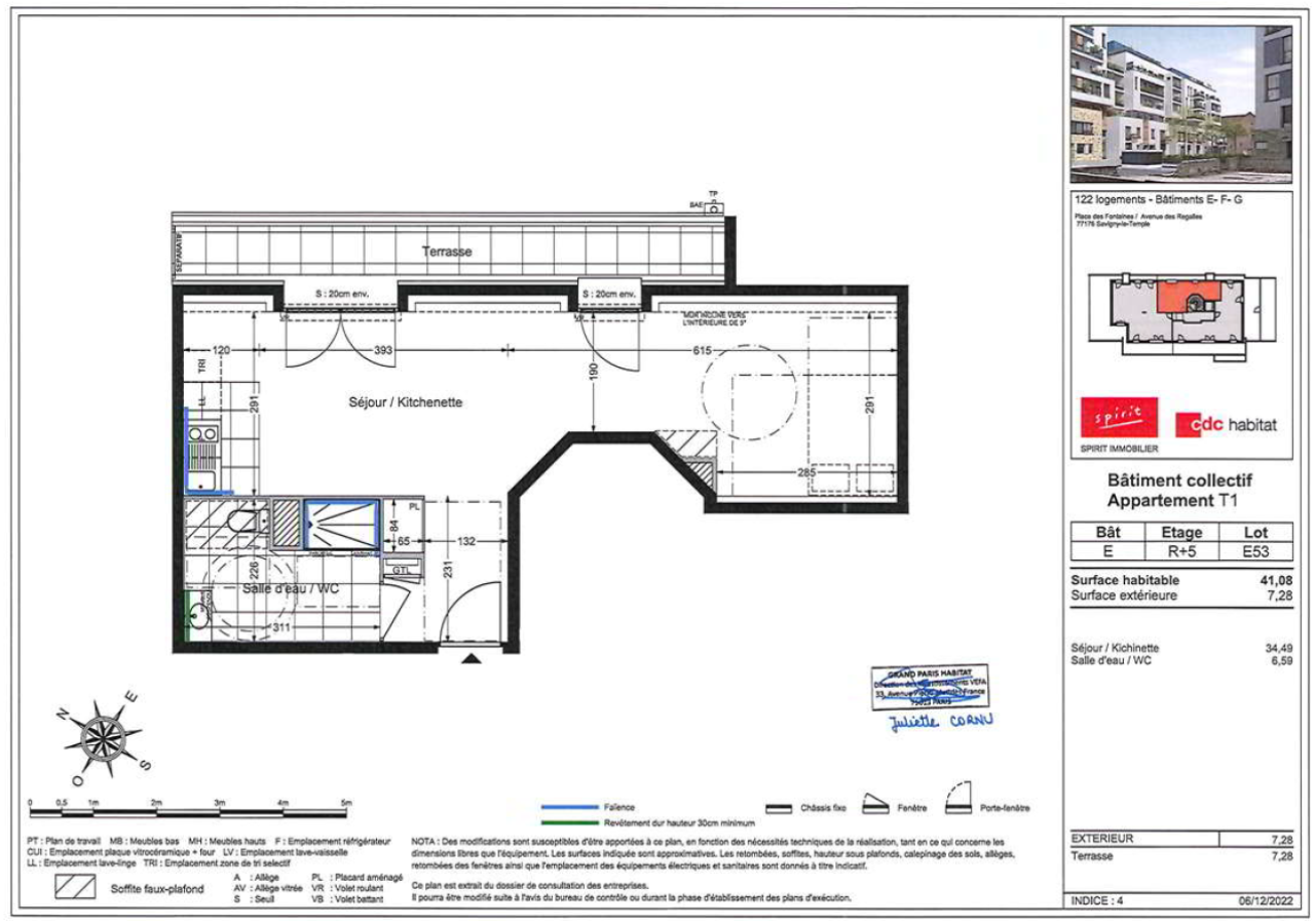 
																			1 pièce - 
																		5ème étage - 41m² - 843,68 € - Photo #5