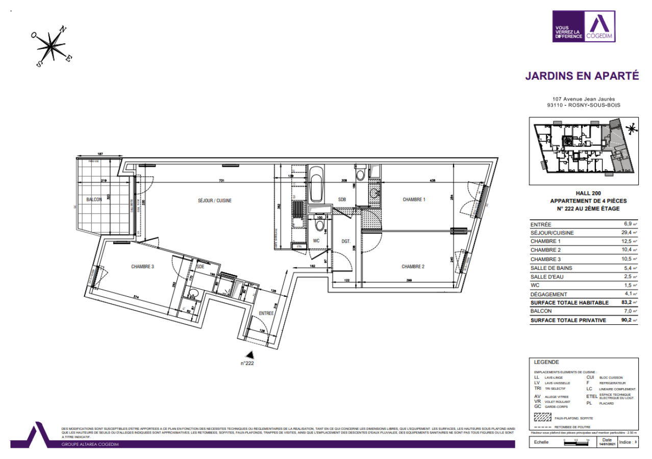 
																			4 pièces - 
																		2ème étage - 83m² - 1 736,40 € - Photo #0