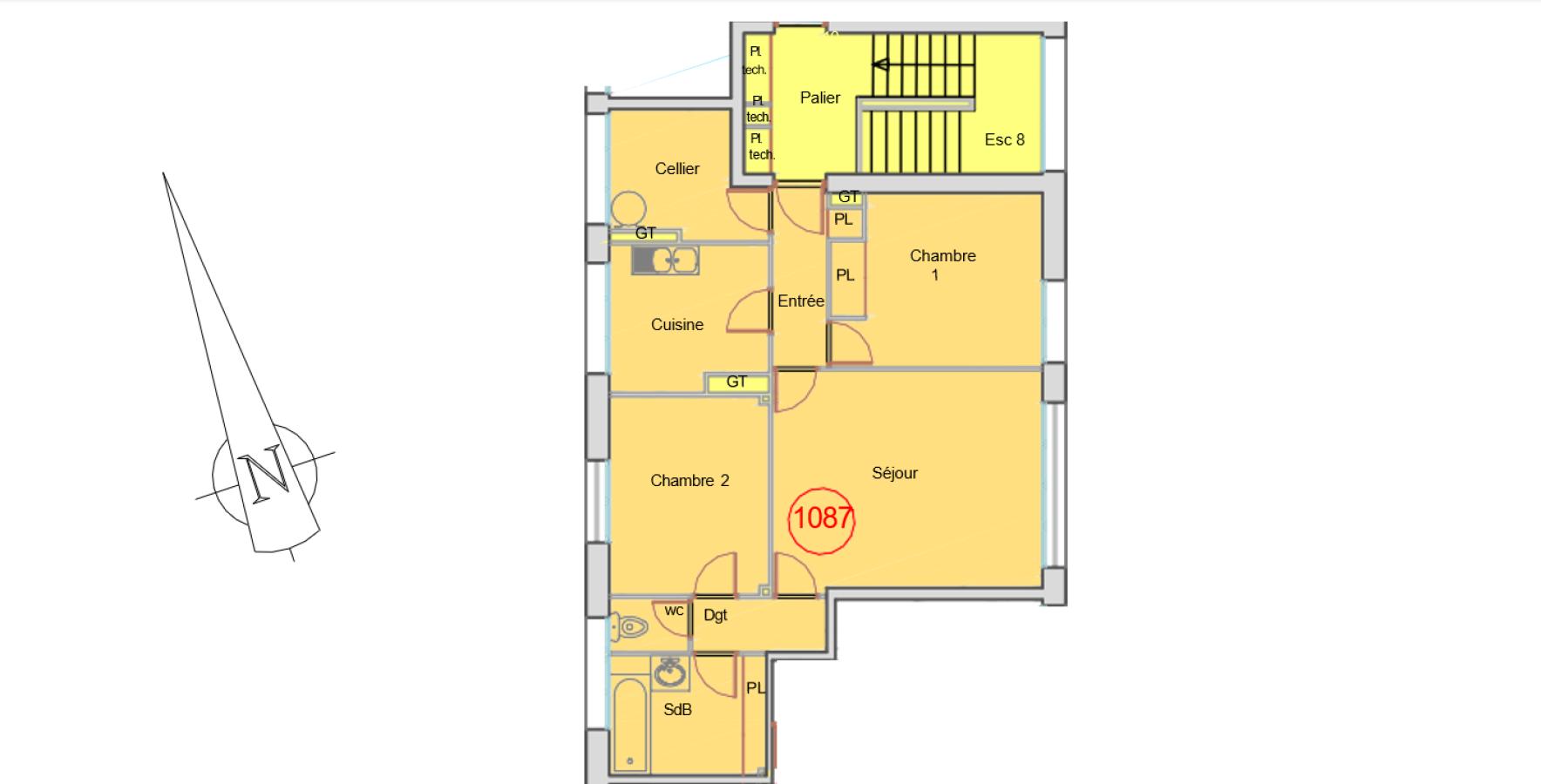3 pièces - 4ème étage - 59m² - 135 000 € - Photo #1