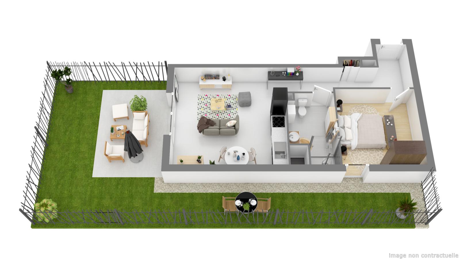 
																																							3 pièces - 
																																						RDC - 64m² - 845,53 € - Photo #1