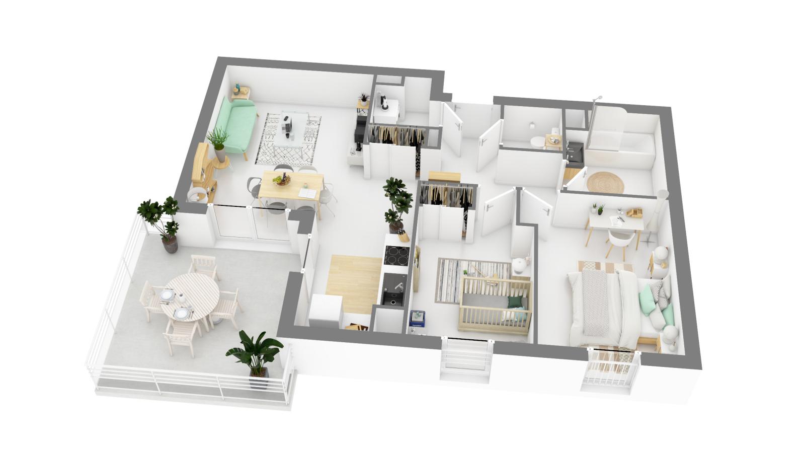 3 pièces - 1er étage - 66m² - 783,81 € - Photo #0