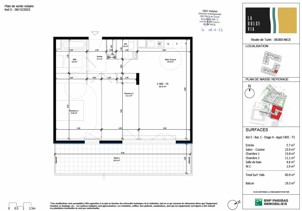 
																																							3 pièces - 
																																						4ème étage - 61m² - 1 154,33 € - Photo #7