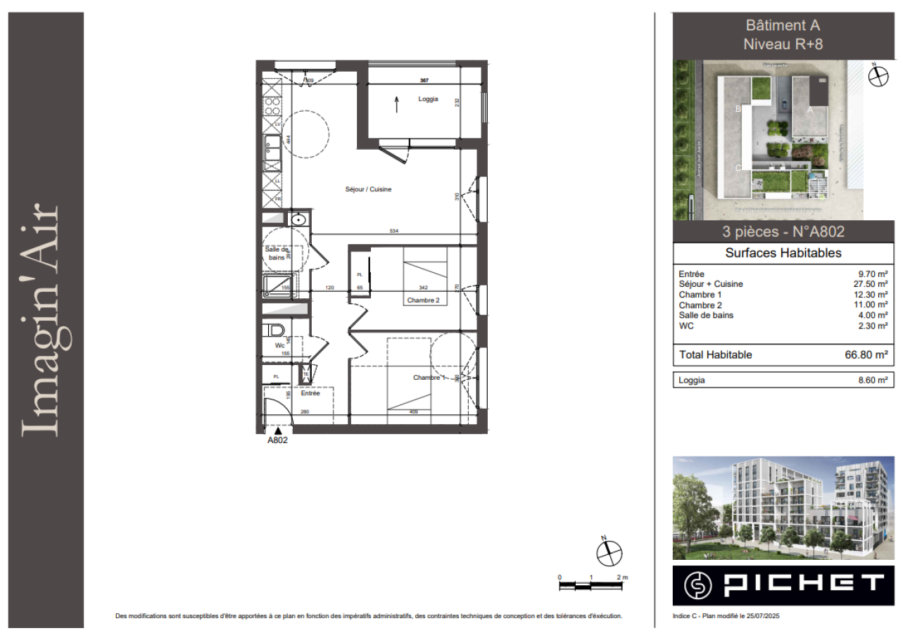 
																																							3 pièces - 
																																						8ème étage - 67m² - 1 062,68 € - Photo #1