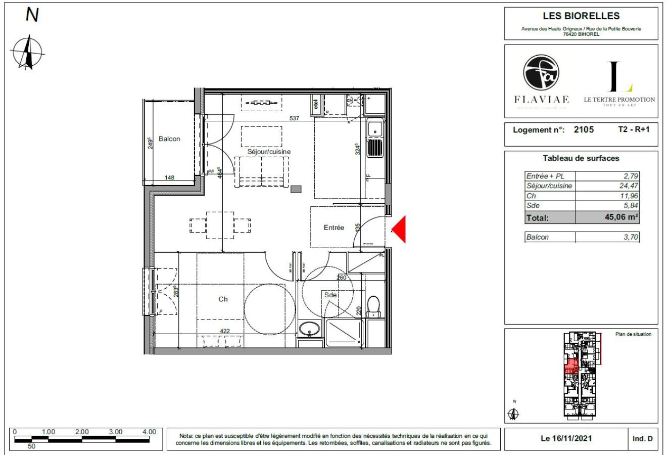 
																			2 pièces – 
																		1er étage – 45m² - 656,93 € - Photo #1