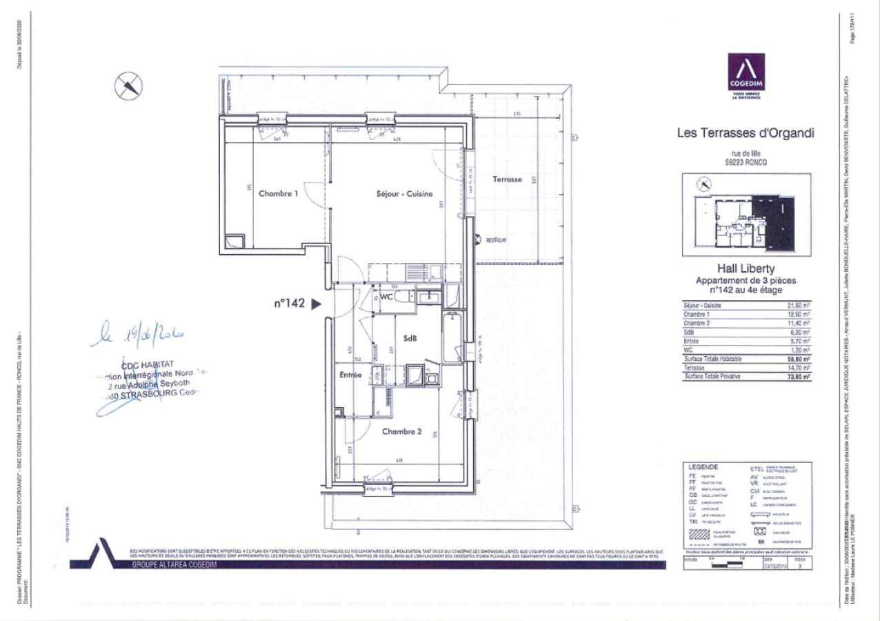 
																			3 pièces – 
																		4ème étage – 60m² - 810,55 € - Photo #1