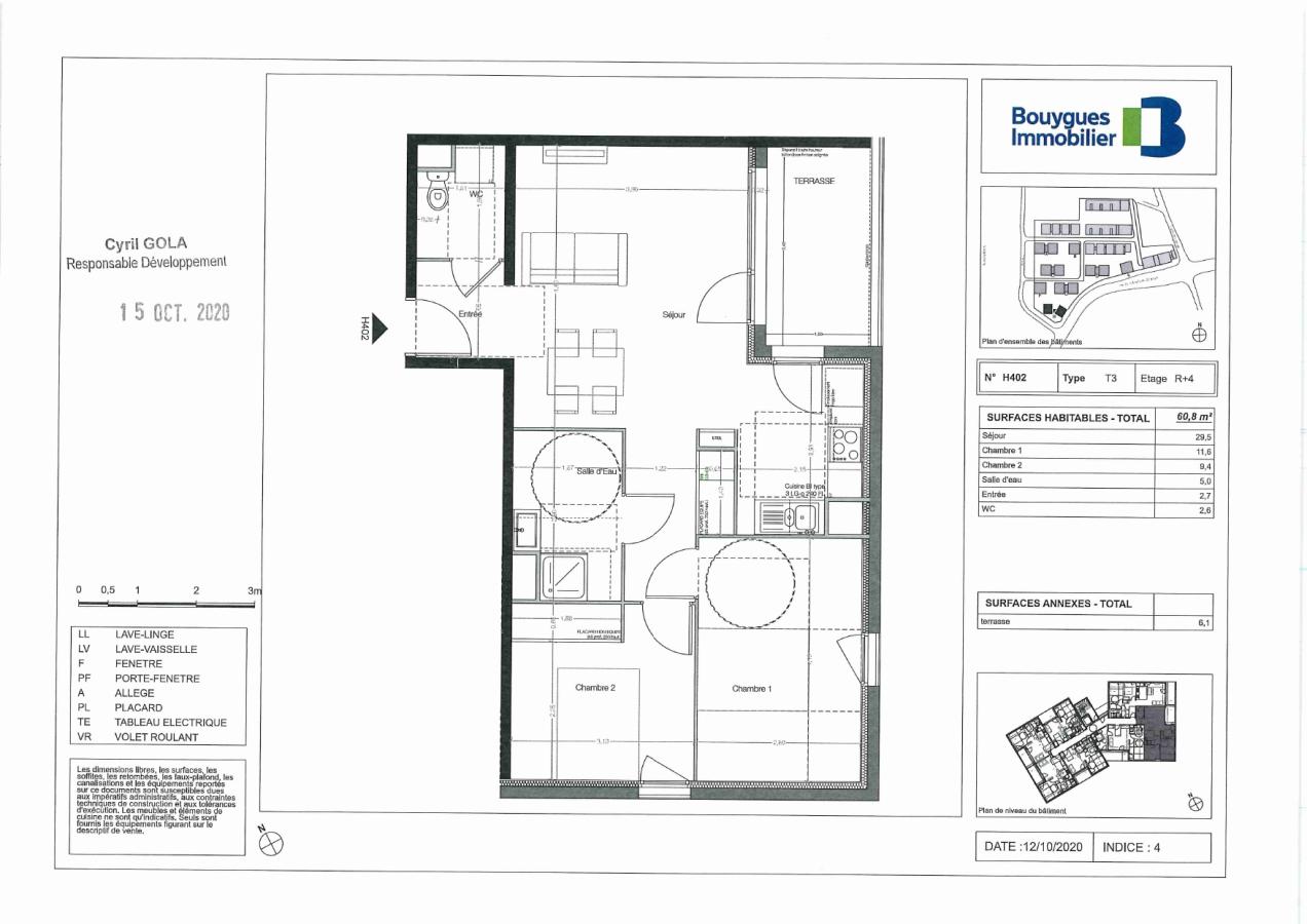 
																			3 pièces - 
																		4ème étage - 61m² - 840,65 € - Photo #4