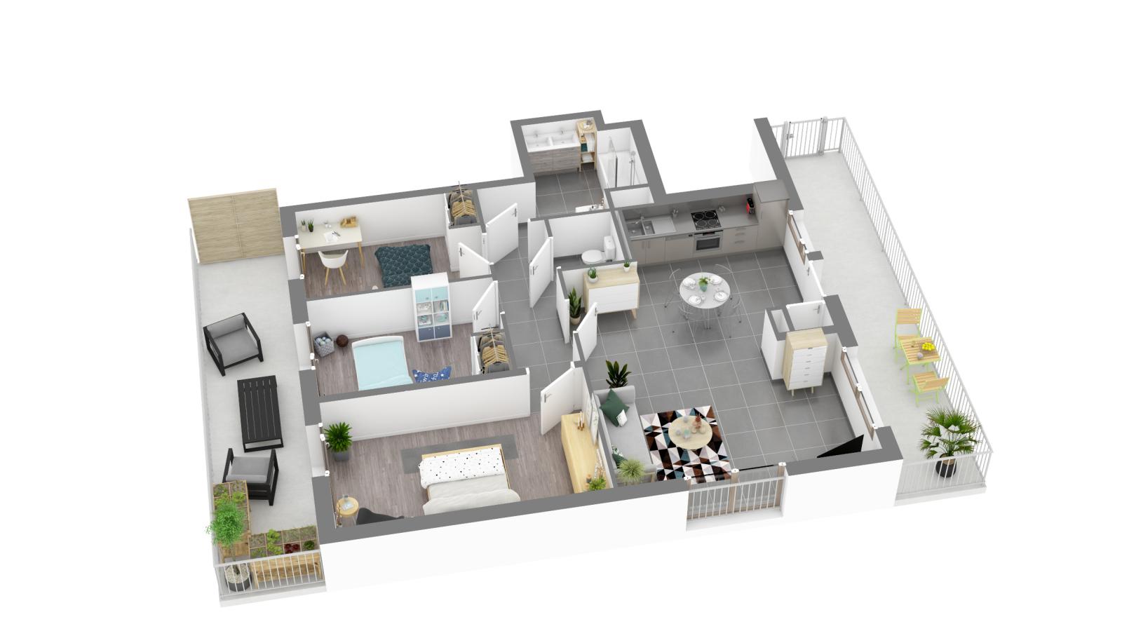 
																																							4 pièces - 
																																						1er étage - 78m² - 1 068,71 € - Photo #3