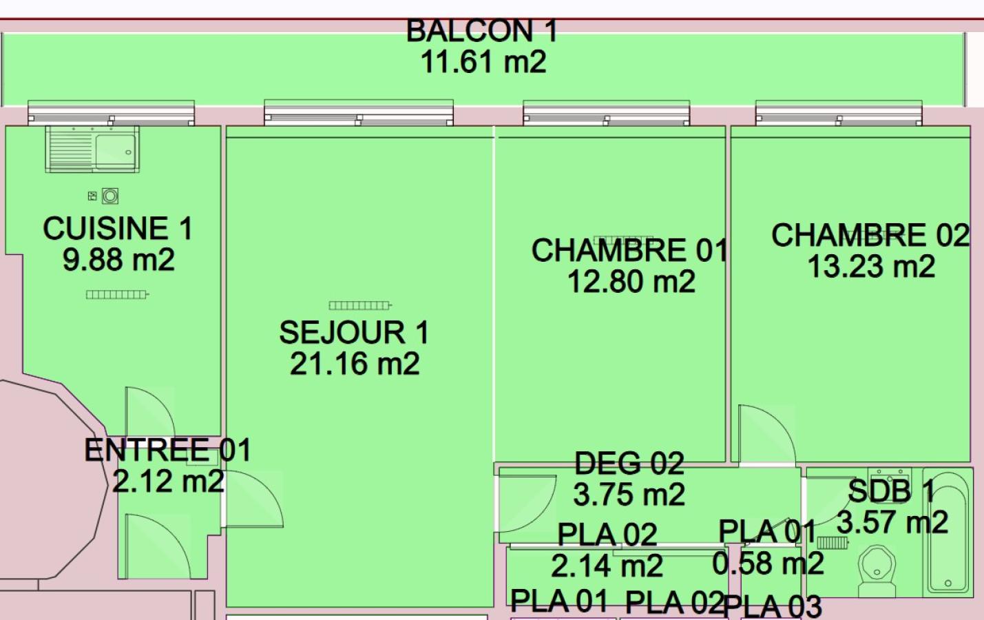 
																																							3 pièces - 
																																						6ème étage - 68m² - 2 104,67 € - Photo #2