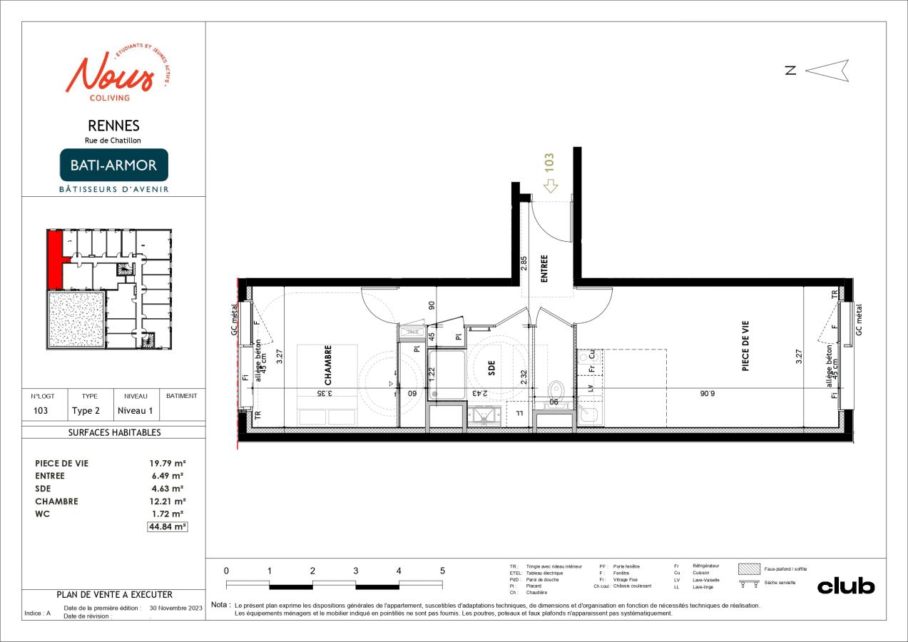 
																			2 pièces - 
																		1er étage - 45m² - 676,84 € - Photo #1