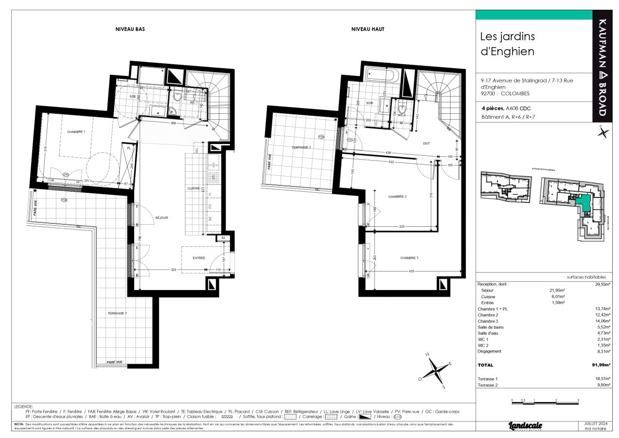 
																			4 pièces - 
																		6ème étage - 92m² - 2 150,43 € - Photo #0