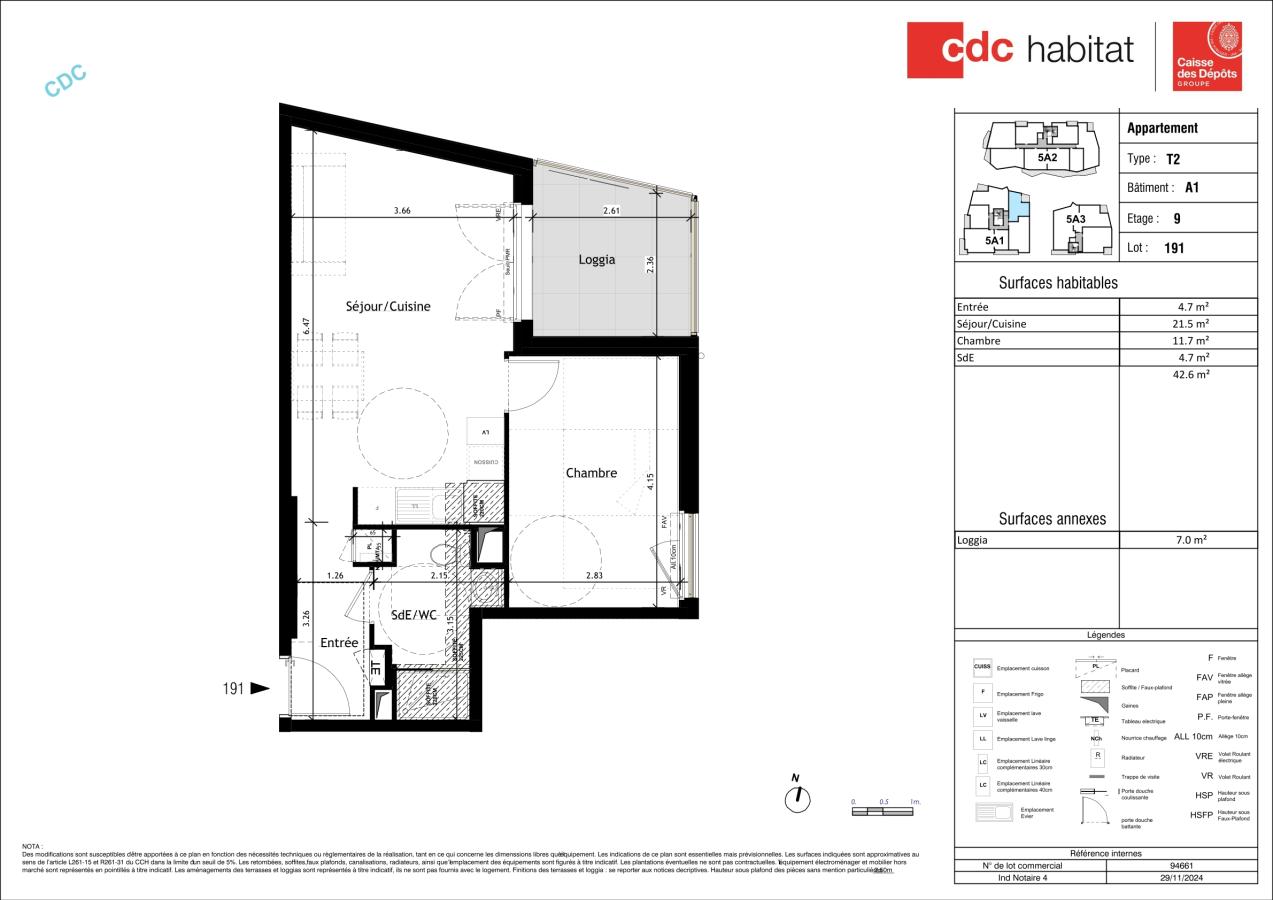 
																			2 pièces - 
																		9ème étage - 43m² - 668,49 € - Photo #1