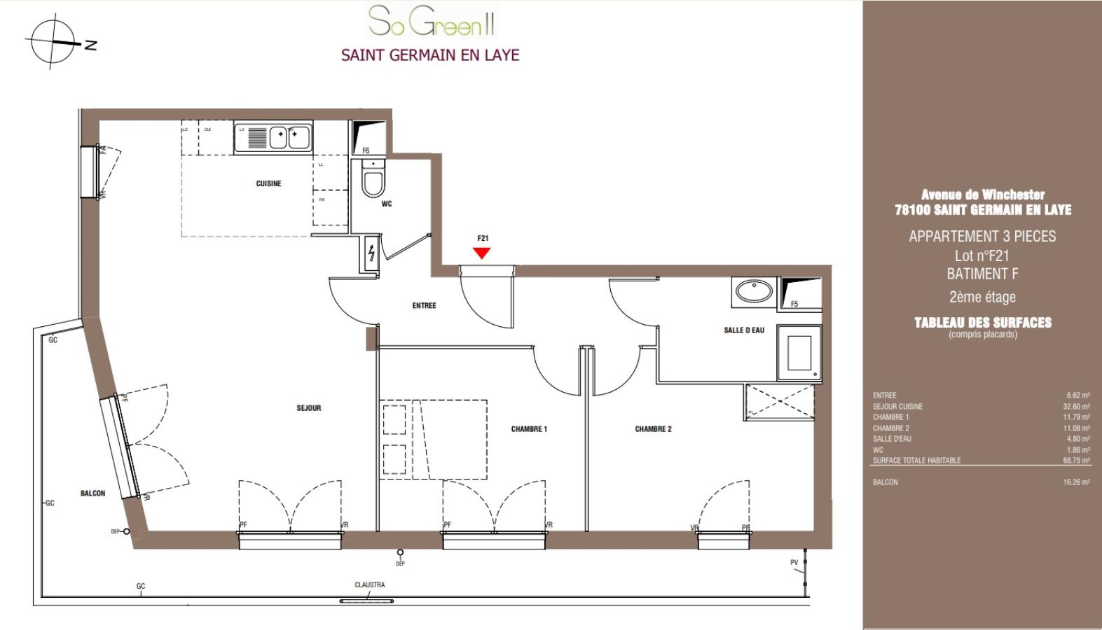 
																																							3 pièces - 
																																						1er étage - 69m² - 1 450,62 € - Photo #6