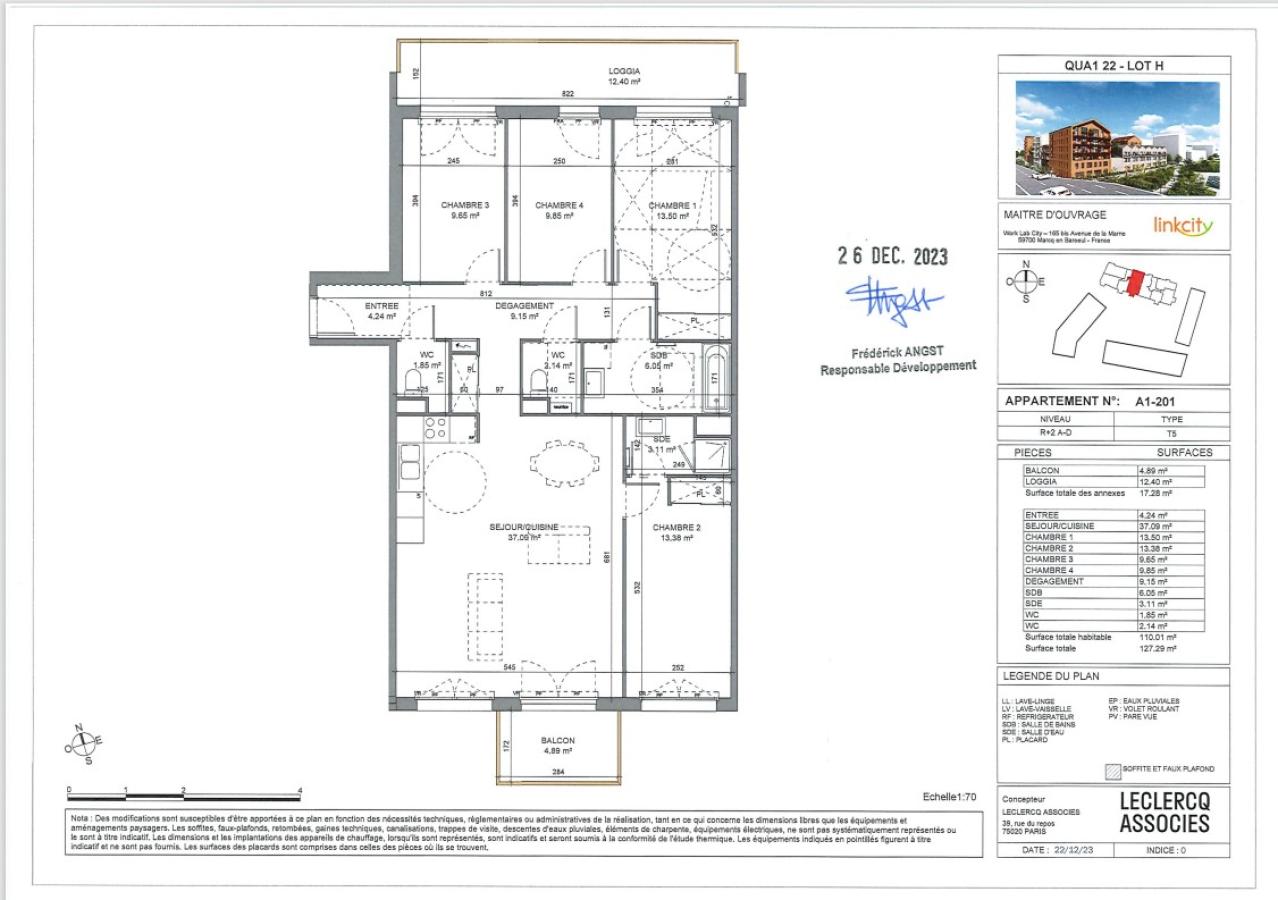 
																																							5 pièces - 
																																						3ème étage - 109m² - 1 516,95 € - Photo #3