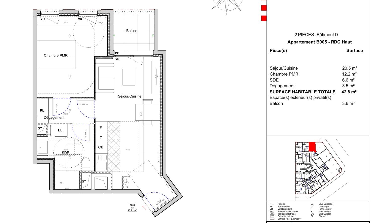 2 pièces - RDC - 43m² - 957,44 € - Photo #0