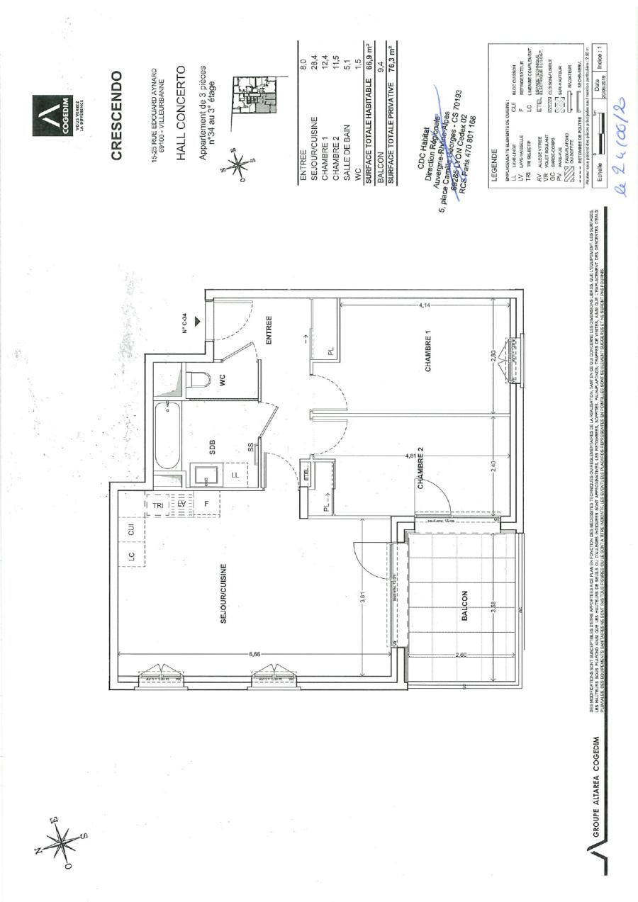 
																			3 pièces - 
																		3ème étage - 66m² - 1 059,84 € - Photo #2