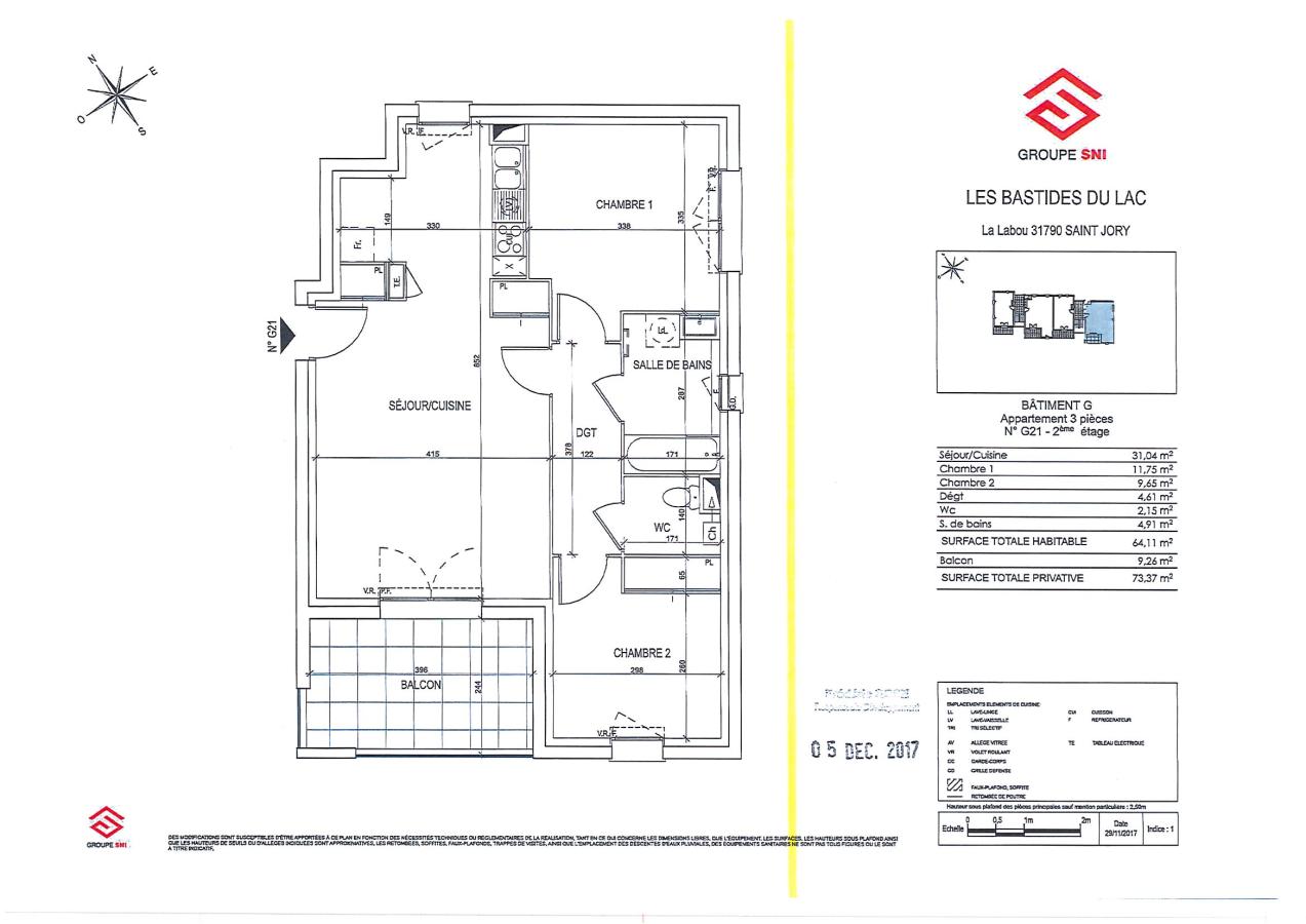 3 pièces - 2ème étage - 64m² - 656,71 € - Photo #3
