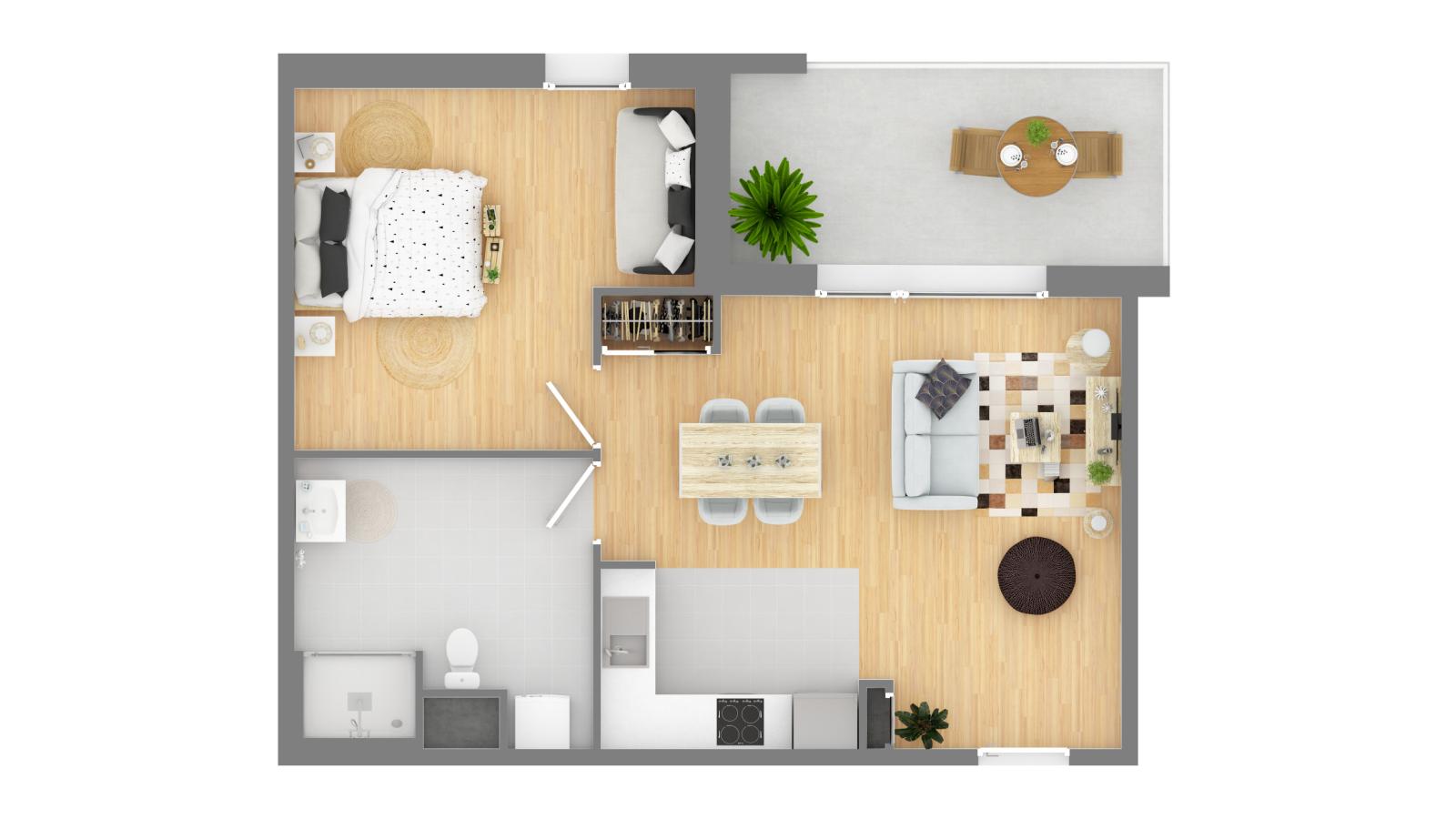 
																			2 pièces - 
																		1er étage - 50m² - 788,81 € - Photo #1