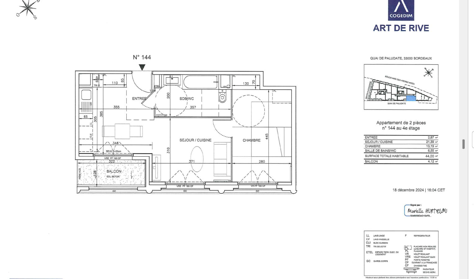 
																																							2 pièces - 
																																						4ème étage - 44m² - 763,64 € - Photo #1