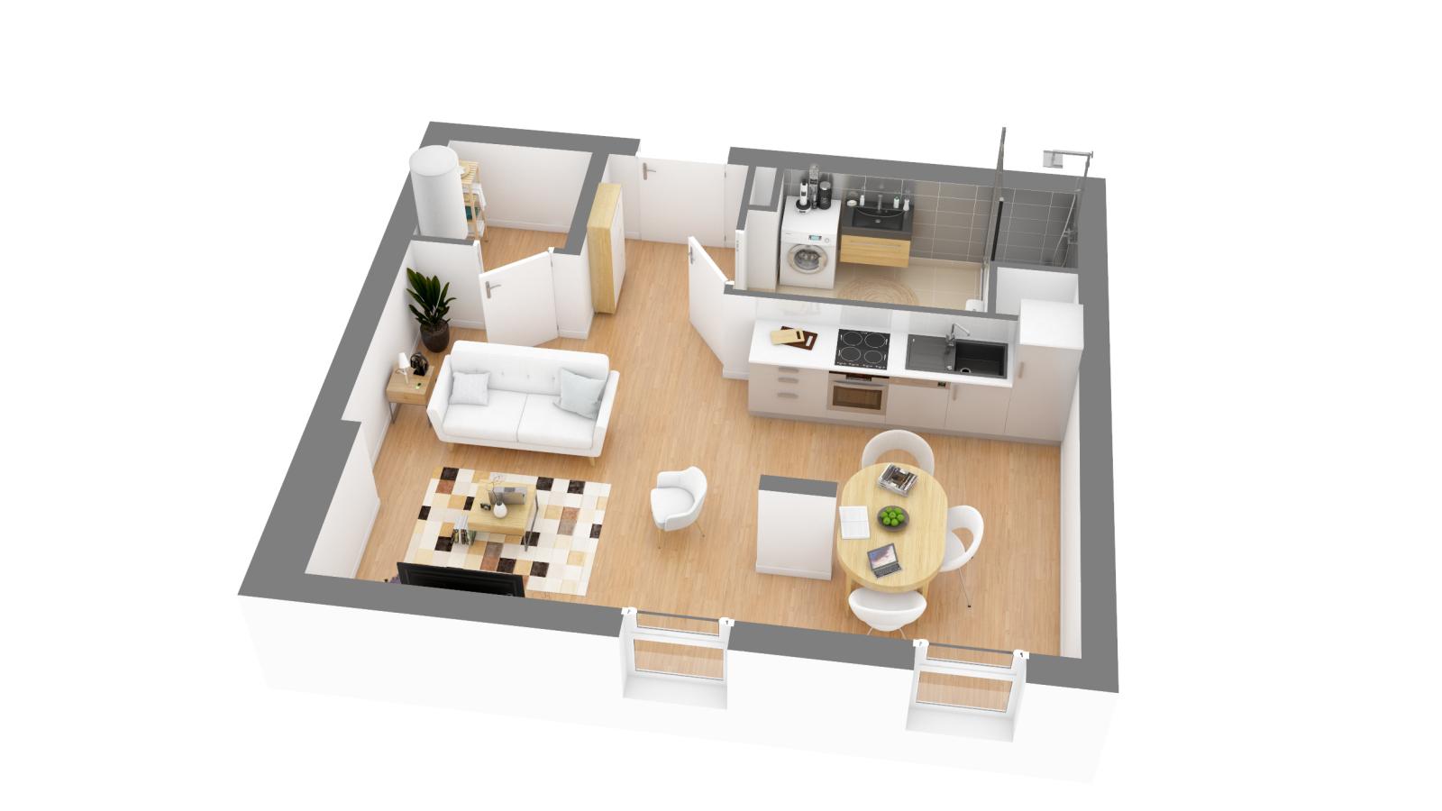 1 pièce - RDC - 38m² - 506,64 € - Photo #3