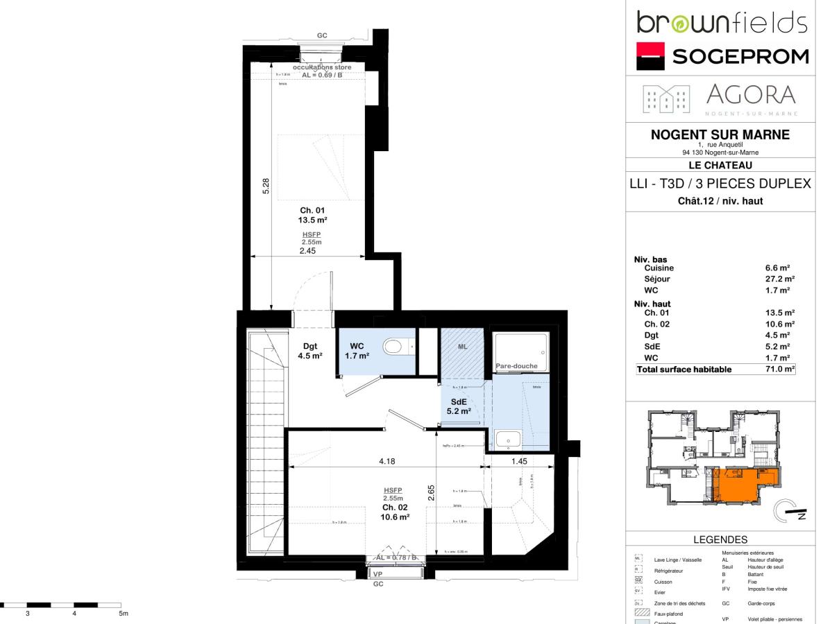 3 pièces - 1er étage - 71m² - 1 587,45 € - Photo #1