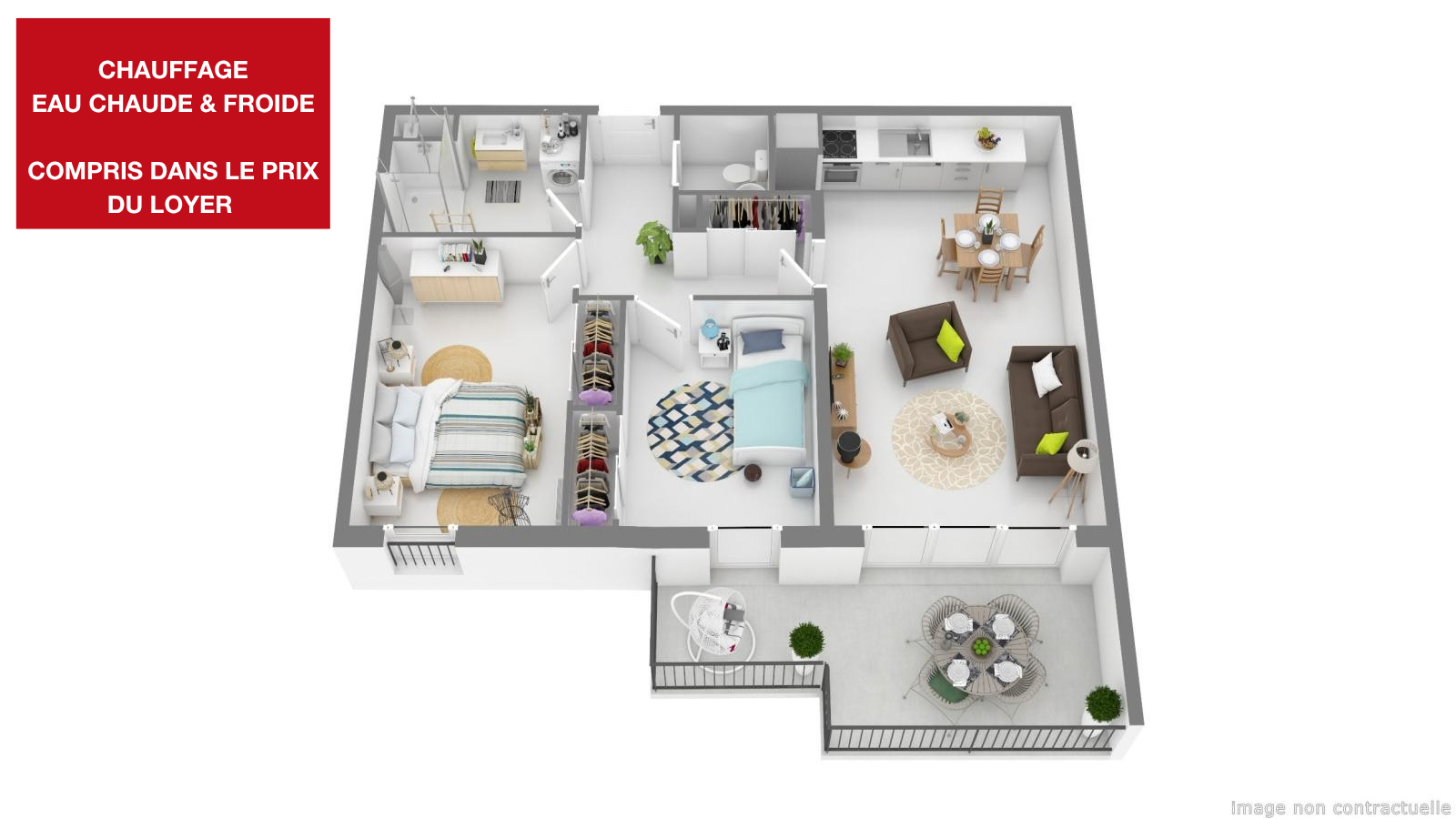 3 pièces - 1er étage - 64m² - 893,73 € - Photo #0