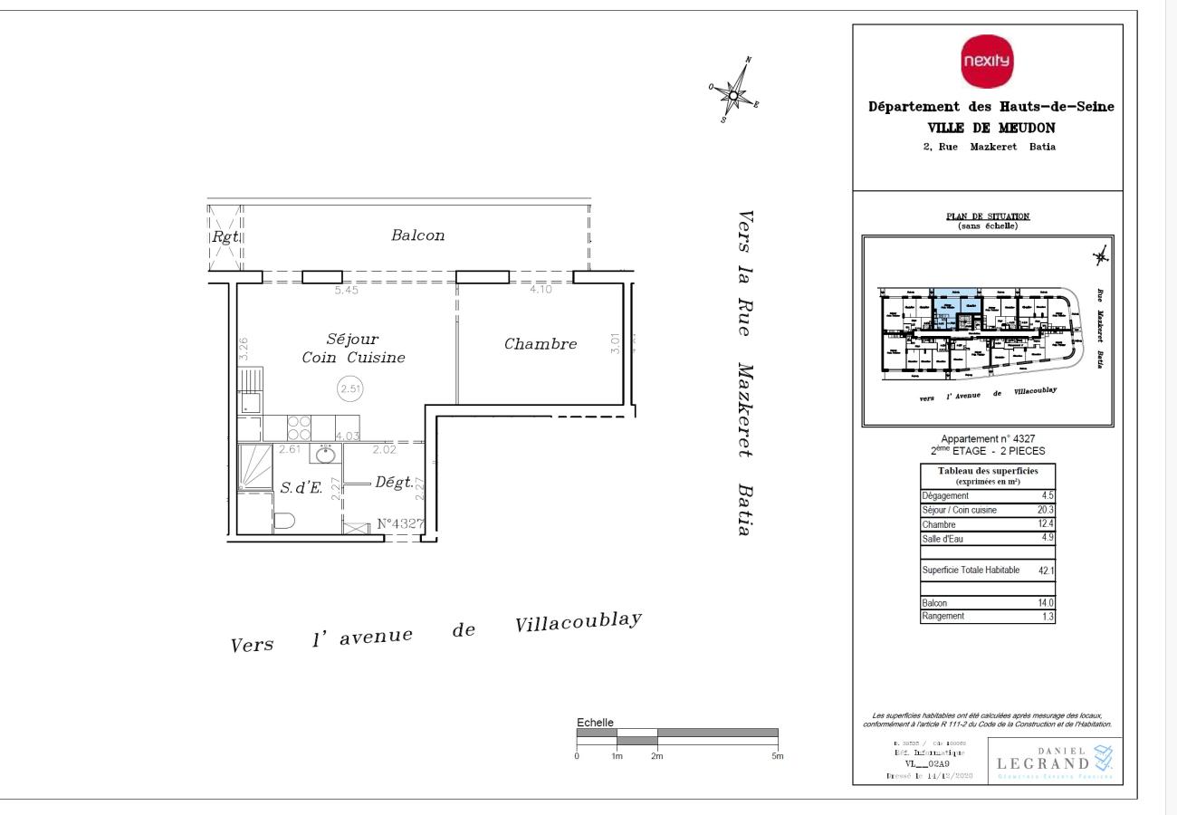
																																							2 pièces - 
																																						2ème étage - 42m² - 1 096,26 € - Photo #2
