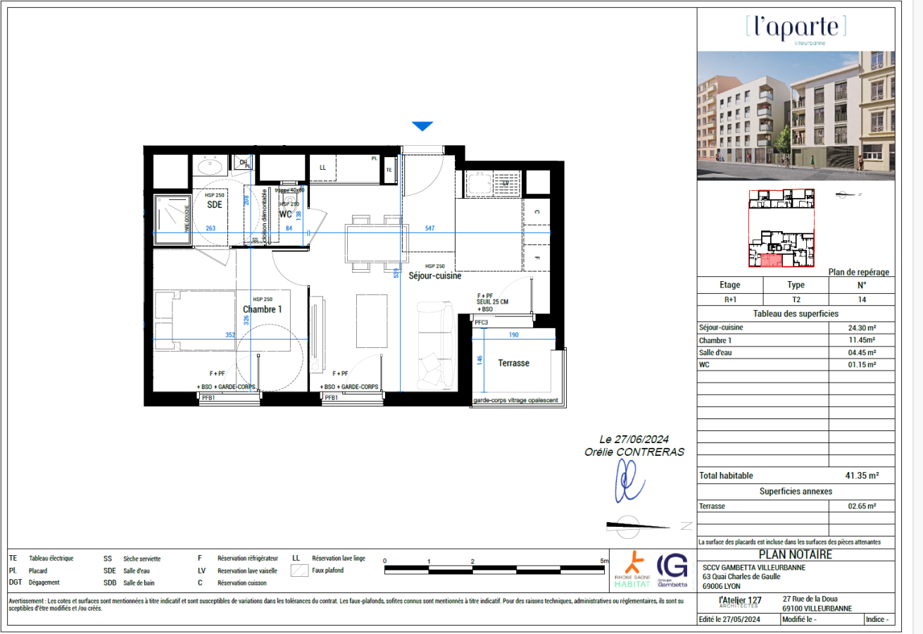 
																			2 pièces - 
																		1er étage - 41m² - 649,55 € - Photo #1