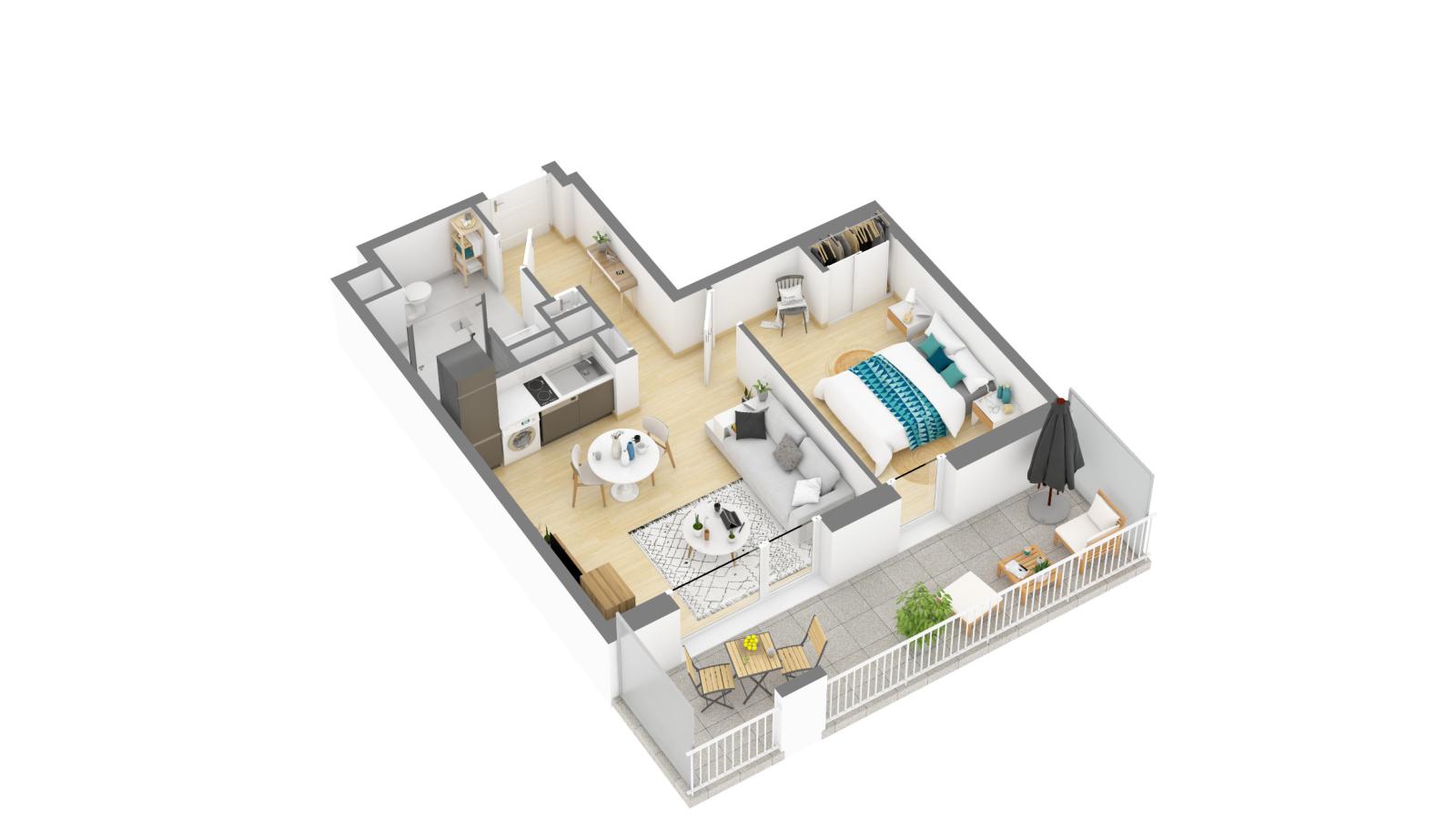 
																			2 pièces - 
																		RDC - 43m² - 738,25 € - Photo #0