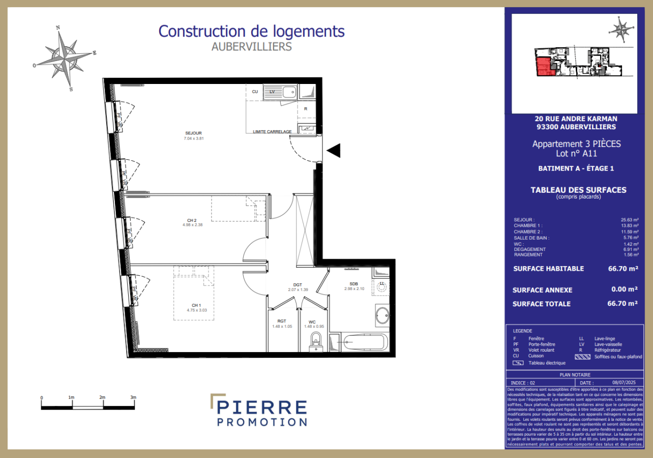 3 pièces - 1er étage - 67m² photo 2