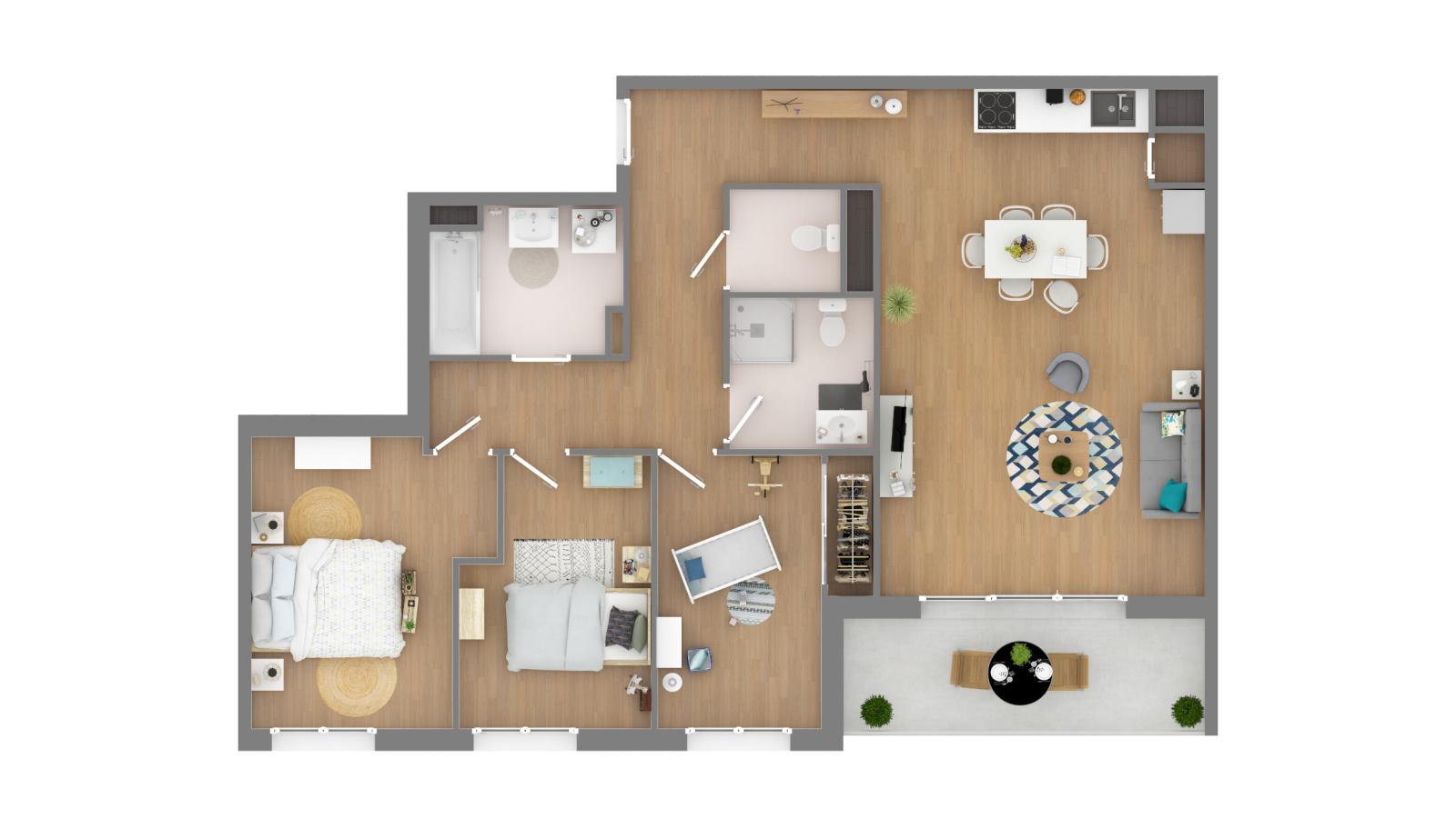 
																																							4 pièces - 
																																						3ème étage - 86m² - 1 032,06 € - Photo #3