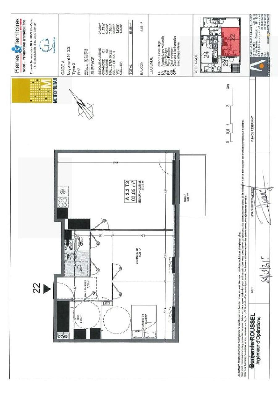 
																																							3 pièces - 
																																						2ème étage - 64m² - 862,84 € - Photo #5