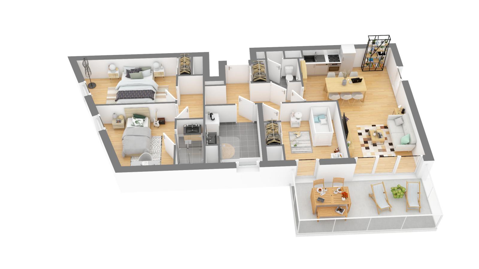 
																																							4 pièces - 
																																						8ème étage - 79m² - 1 121,87 € - Photo #3