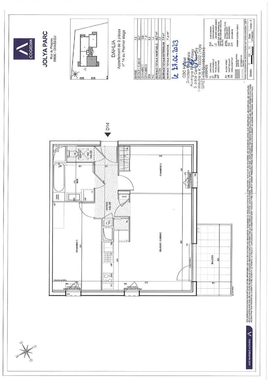 3 pièces - 1er étage - 63m² - 916,63 € - Photo #3