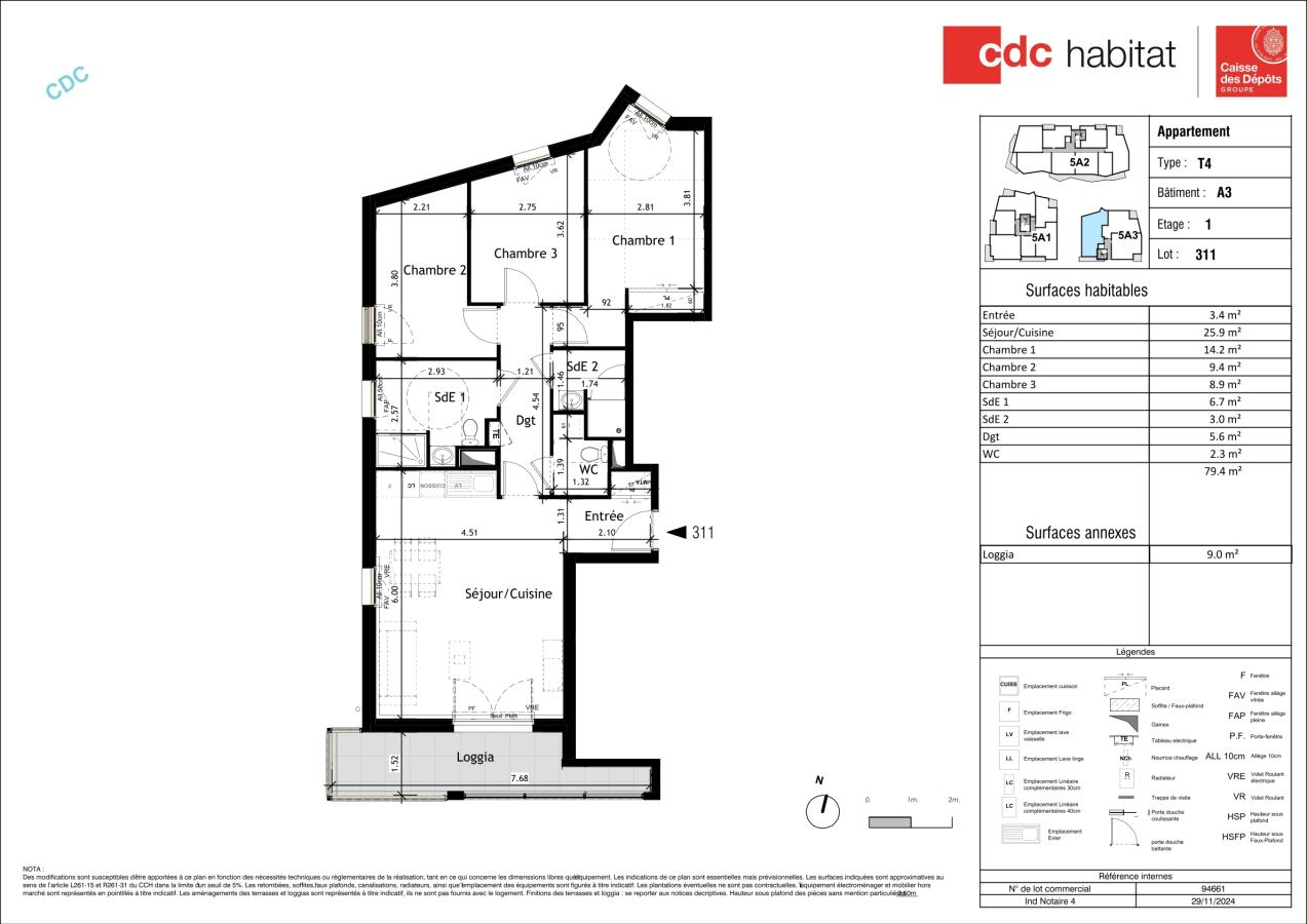 
																																							4 pièces - 
																																						1er étage - 79m² - 1 052,65 € - Photo #1