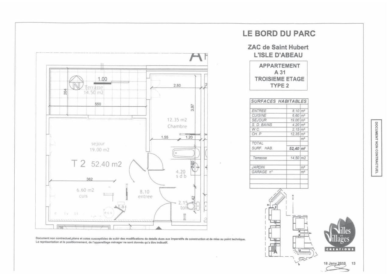 2 pièces -
3ème étage - 52m² - 647,97 € - Photo #5