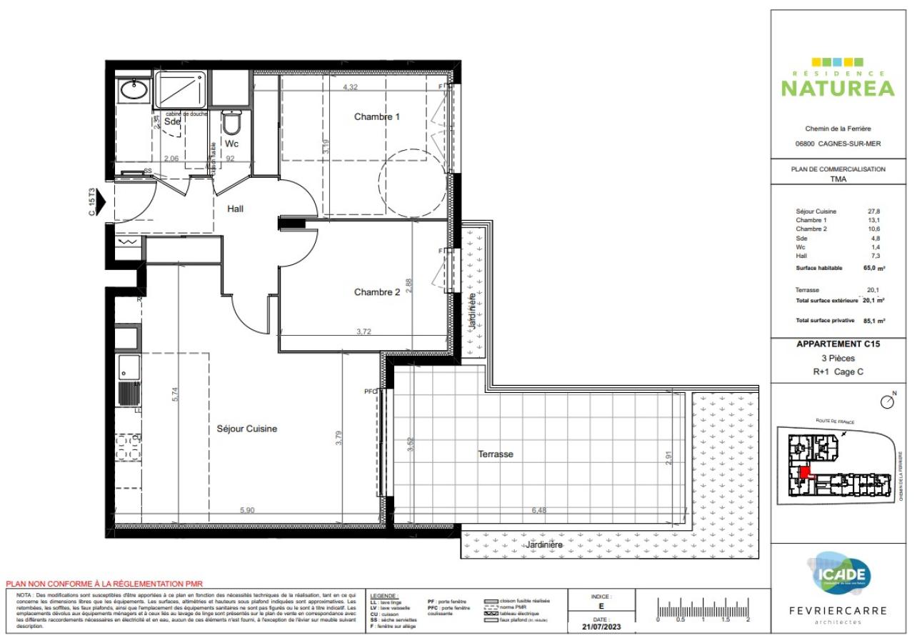 
																																							3 pièces - 
																																						1er étage - 65m² - 1 261,41 € - Photo #4