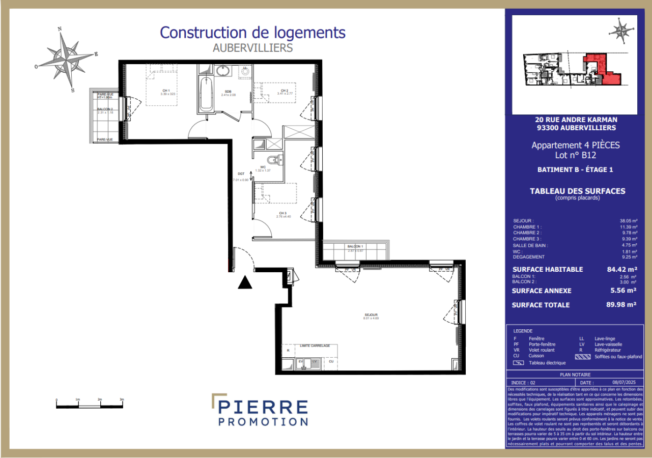 
																																							4 pièces - 
																																						1er étage - 85m² - 1 552,28 € - Photo #1