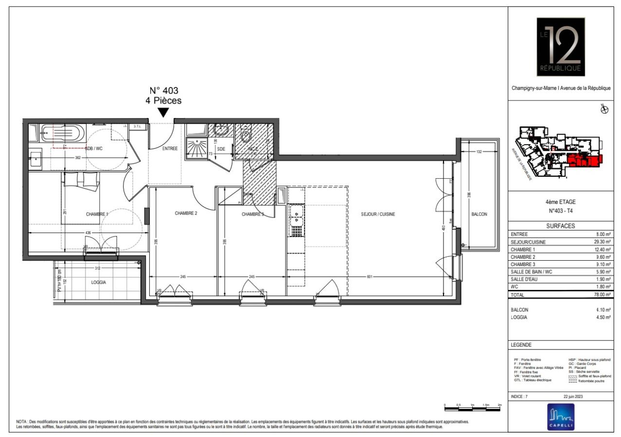 
																			4 pièces – 
																		4ème étage – 79m² - 1 466,49 € - Photo #0