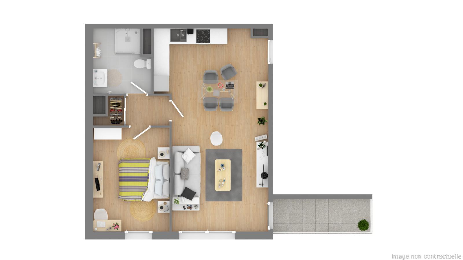 
																																							2 pièces - 
																																						1er étage - 49m² - 806,91 € - Photo #2