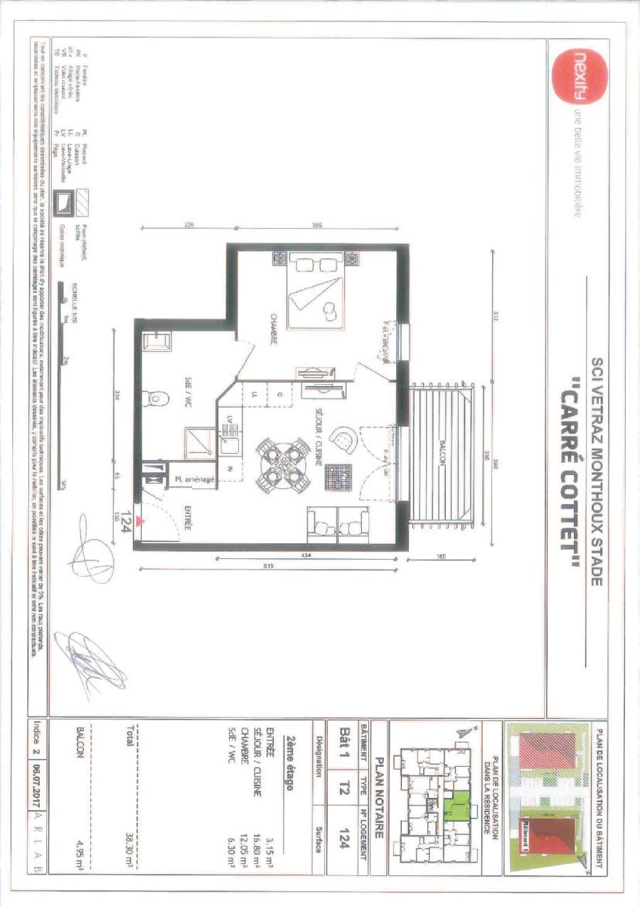 
																																							2 pièces - 
																																						2ème étage - 38m² - 805,66 € - Photo #2