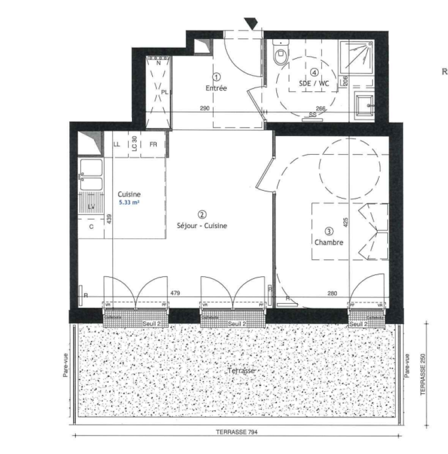
																																							2 pièces - 
																																						RDC - 44m² - 709,52 € - Photo #5