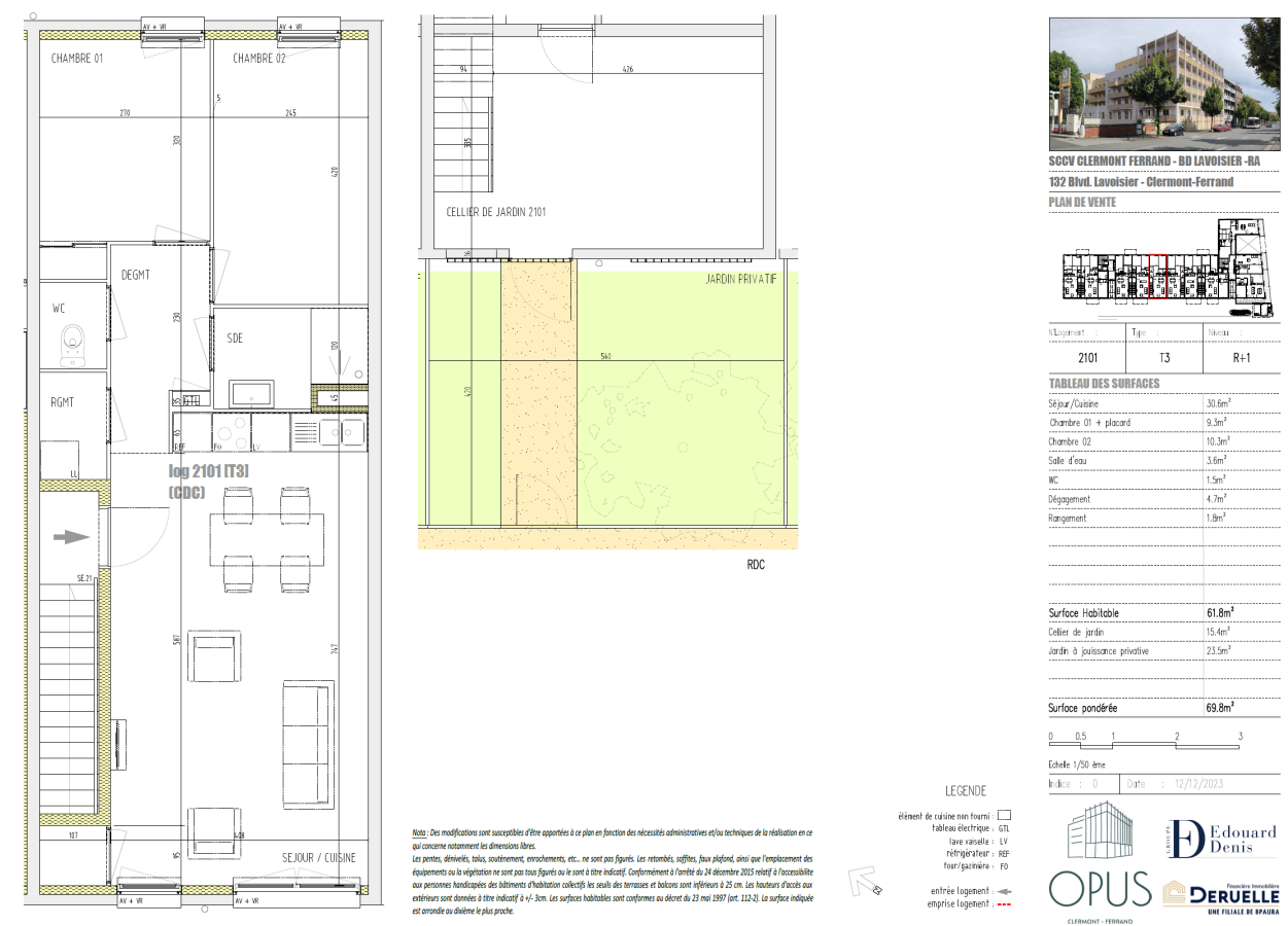 
																			3 pièces - 
																		1er étage - 63m² - 818,01 € - Photo #1